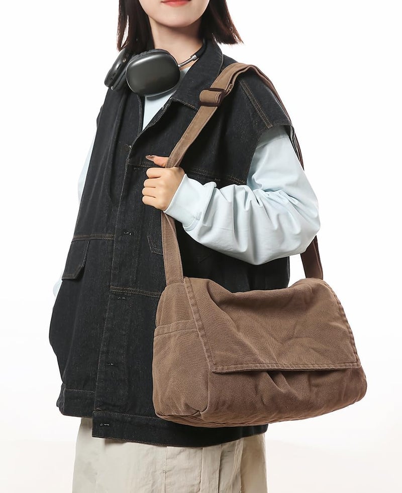 Collsants Messenger Bag for Women Men Satchel Bag Canvas Crossbody Shoulder Bag Casual Sling Bag - Image 1